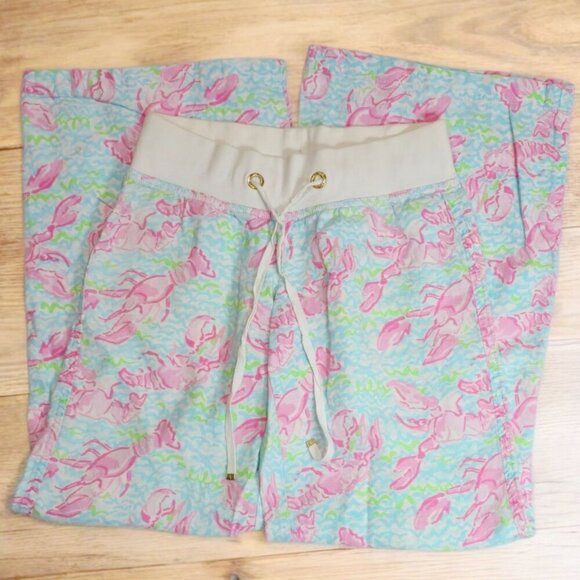 Lilly Pulitzer ✦ Lobstah Roll Linen Beach Pants ✦ XS Wide Leg Drawstring Waist - Picture 3 of 13